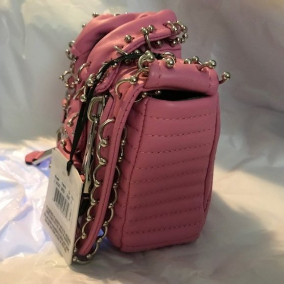 Moschino Couture Women's Leather Biker Bag - Fuchsia Pink w/ Piercings - Picture 8 of 16